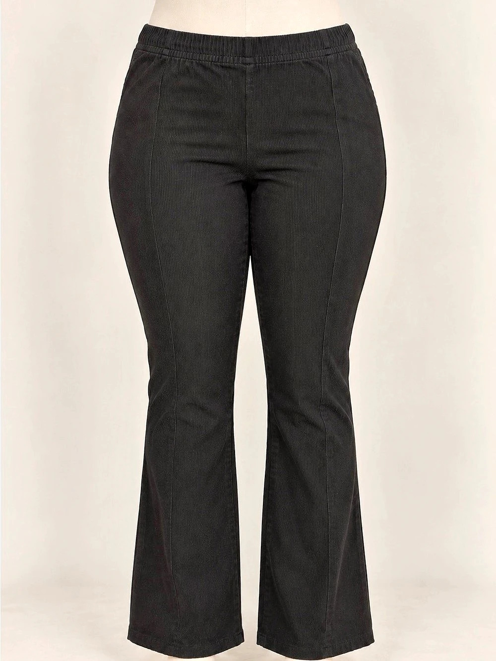White Stag XXL Black Corduroy Pull On Bootcut Pants Stretch Elastic Waist